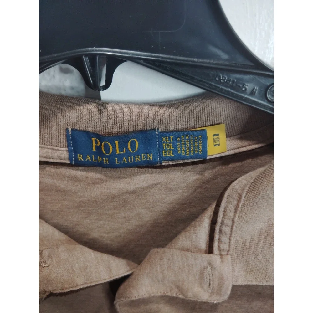 Polo Ralph Lauren Men's Polo Shirt Size XLT Long Sleeve Logo Brown